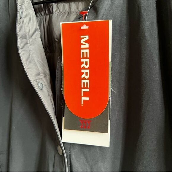Merrell NWT Trailhead Insulated Reversible Bomber Jacket Size Small Black Grey - Picture 4 of 15